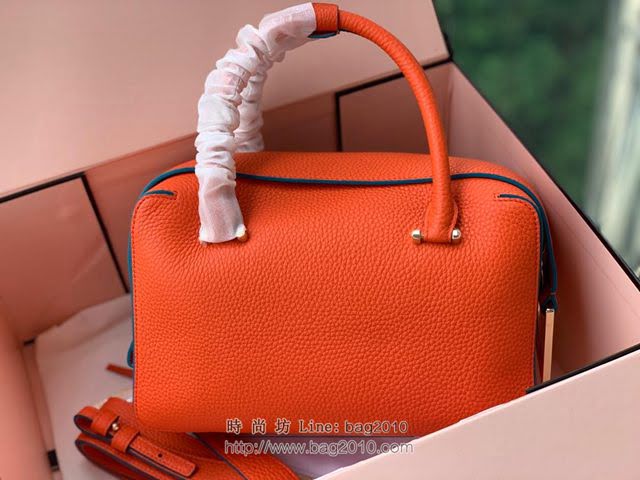 DELVAUX女包 2019春夏款 全新Cool Box優質牛皮 德爾沃女手提包 Cl0028 小方包橙紅 Delvaux單肩包  fcs1276